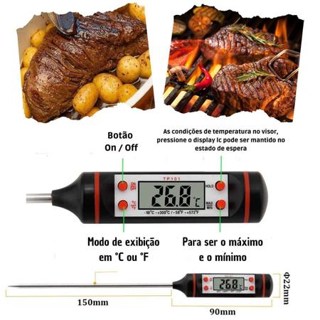 Imagem de Termômetro Culinário Digital Espeto Cozinha Alimento