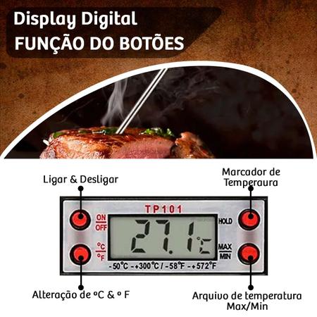 Imagem de Termometro Culinario Digital Pirometro Espeto De Alimento 