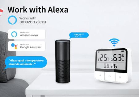 Termômetro Digital e Higrômetro Tuya Smart para Alexa Sensor - Termômetro  Digital - Magazine Luiza