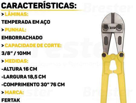 Imagem de Tesoura Alicate Corta Vergalhão Ferro Cadeado 30 Pol. Fertak 7505