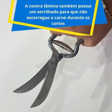 Imagem de Tesoura Com Lâmina Serrilhada Aço Inox 26cm Carne Frango 