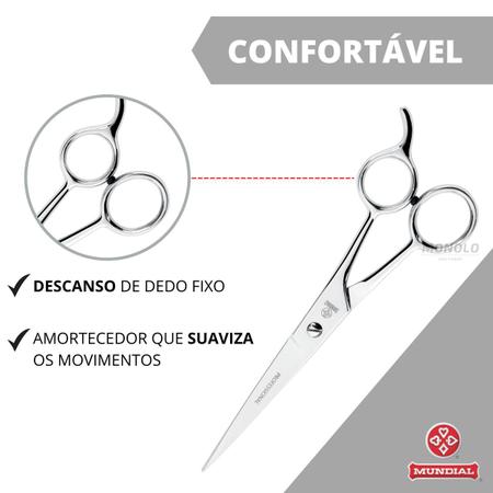 Imagem de Tesoura De Cabelo Profissional Fio Laser 6 Mundial Bc-343 Aço