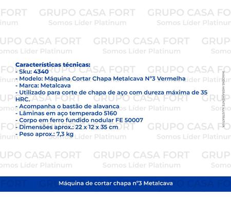 Imagem de Tesoura De Cortar Chapa Numero 3 Com Alavanca Metalcava