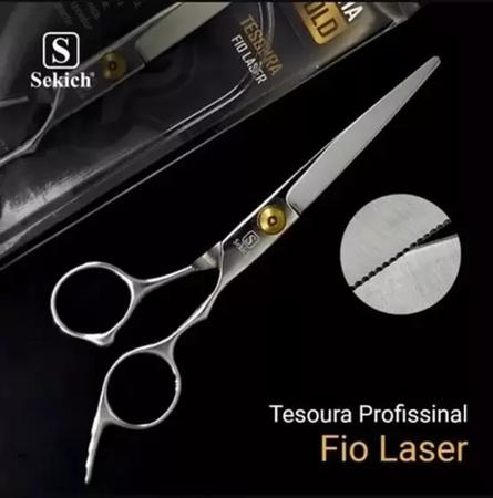 Imagem de Tesoura Fio Laser Aço 6,5" Profissional Barbearia Cabelo Barba Corte Profissional