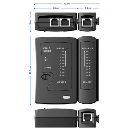 Imagem de Testador De Cabo Ethernet De Rede Universal Para Rj45 Cat5 Cat5e Cat6 Cat6a Cat7 Utp Blindado Rj11