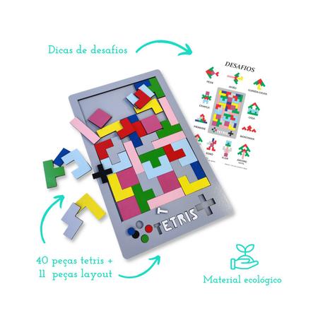 Brinquedo Tetris De Madeira Jogo Educativo Quebra Cabeça - Novo