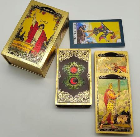 Compra online de Tarot Rider Folha de Ouro Cartas de Tarô Completa Edição  em Inglês Jogo de Tabuleiro de Baralho de Tarô Mágico