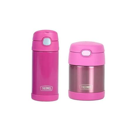 Imagem de Thermos Rosa Pote Térmico Com Colher E Garrafa Térmica