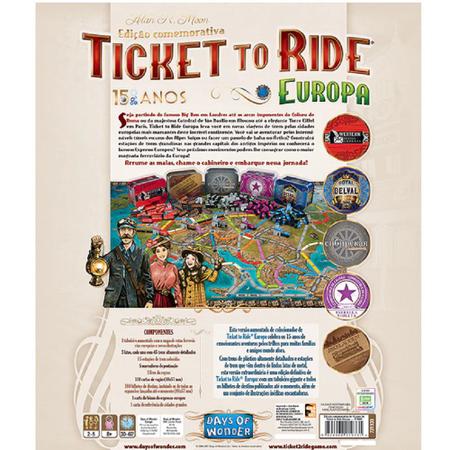 Ticket to Ride Europa 15 Anos Jogo de Tabuleiro Galapagos TTR301