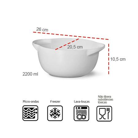 Imagem de Tigela Bowl Ceramica Travessa Branca 2200ml 1un