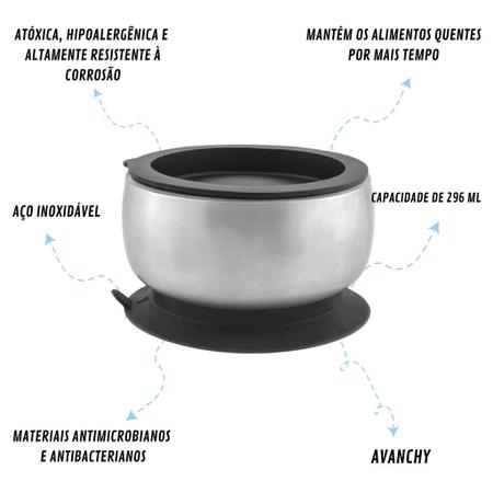 Imagem de Tigela Inox Com Ventosa e Tampa e Copo Com Canudo - Avanchy