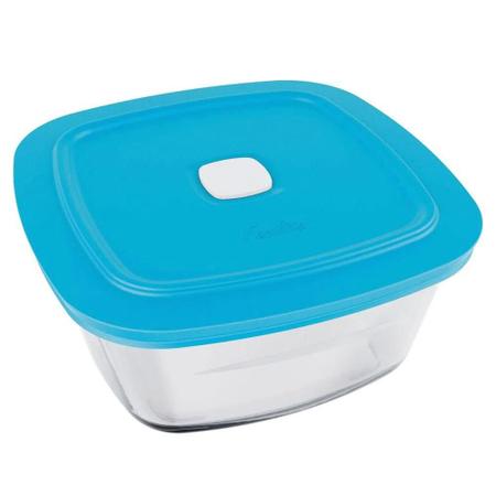 Tigela Quadrada Facilita 2 Litros com Tampa Azul - Marinex Imagem de Tigela Quadrada Facilita 2 Litros com Tampa Azul - Marinex