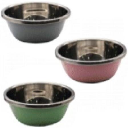 Imagem de Tigela Saladeira Bowl em Aço Inox 2,3L Vasilha Colorida Pet