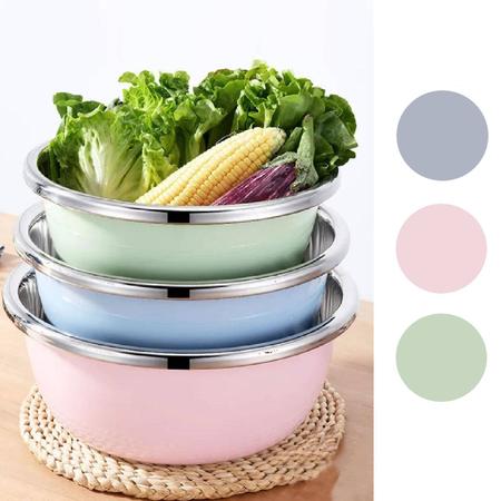Imagem de Tigela Saladeira Bowl em Aço Inox 2,3L Vasilha Colorida Pet