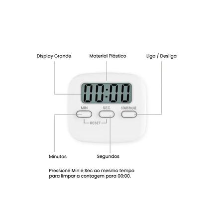 Imagem de Timer Digital Cozinha Temporizador Cronômetro  Imã Relógio