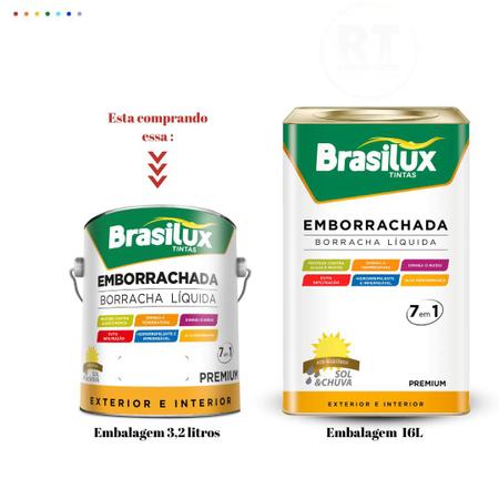 Imagem de Tinta Borracha Líquida Amarela Para Parede 3,2l  Lavável Impermeável Brasilux