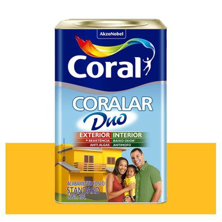 Imagem de Tinta Coral Coralar Duo Econômica Acrílica Fosca Amarelo Frevo 18 Litros
