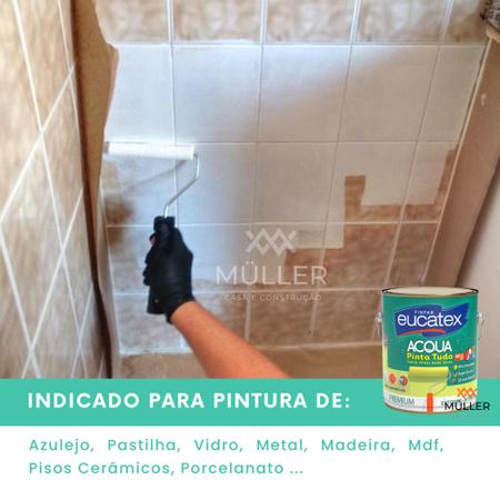 Imagem de Tinta Epóxi Branco Brilhante Base Agua Azulejo Banheiro Cozinha Eucatex Galão 3,6 litros