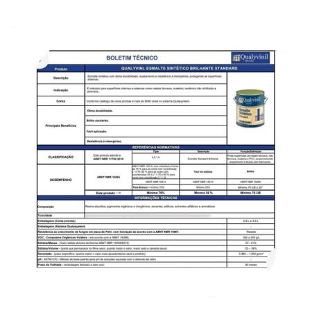 Imagem de Tinta Esmalte Standard de 3.6l Ótima Aplicação Qualyvinil Decoração