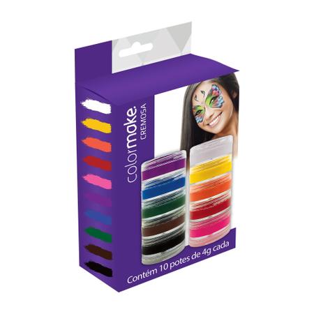 Imagem de Tinta Facial Cremosa Maquiagem Artística 10 Cores -  Colormake