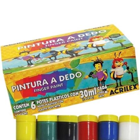 Tinta Guache Acrilex  Lister - Tinta Guache - 6 Cores - Pintura a Dedo -  30 ml - Acrilex - Acrilex
