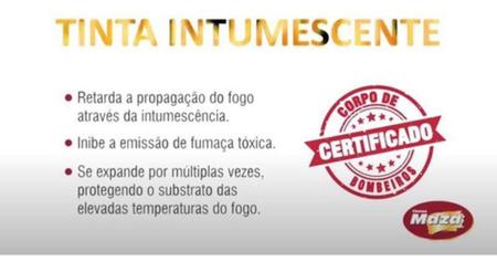 Tinta Anti-Chama Intumescente Corta Fogo Base Água 3,6Lts - Maza