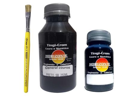 Imagem de Tinta para couro 250ml e diluente horizonte+pincel depintura