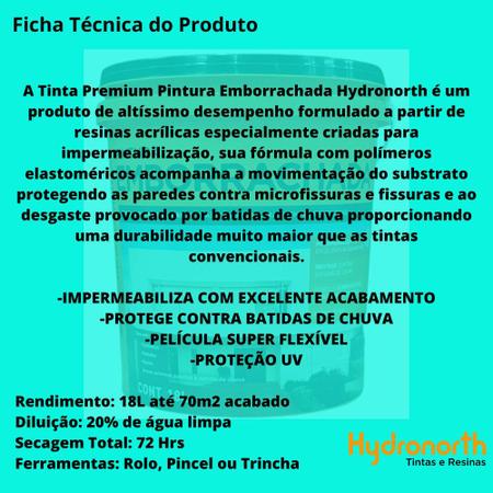 Tinta Pintura Emborrachada Premium Hydronorth Branco 18 Litros Imagem de Tinta Pintura Emborrachada Premium Hydronorth Branco 18 Litros