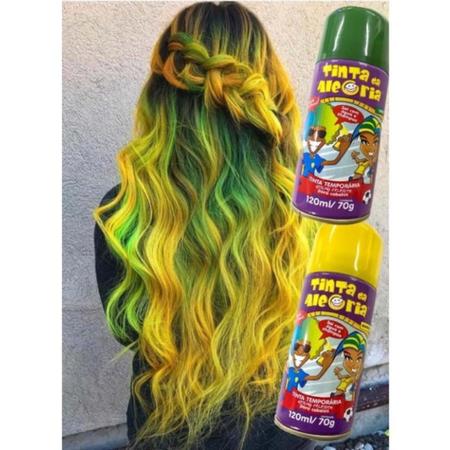 Imagem de Tinta Spray Da Alegria Cabelo Barba Lavável Verde 120ml - Tinta da alegria