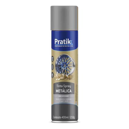 Imagem de Tinta Spray Pratik Metálica Prata 400ml