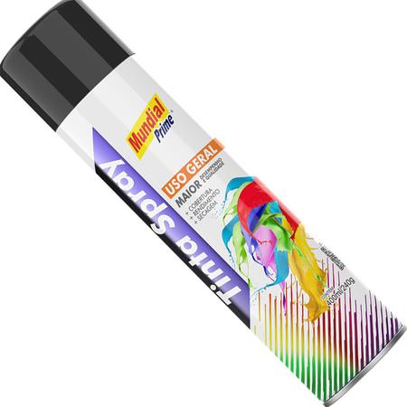 Imagem de Tinta Spray Uso Geral Preto Fosco 400ml Mundial Prime