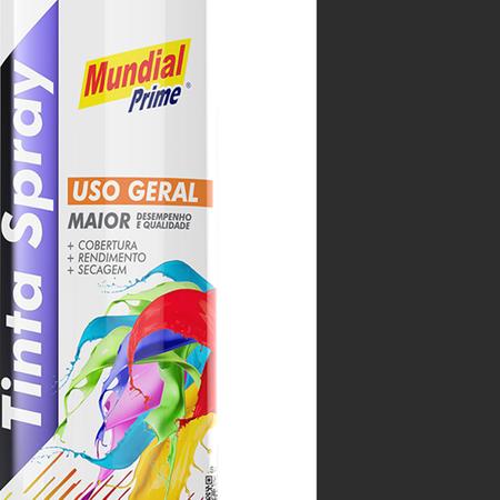 Imagem de Tinta Spray Uso Geral Preto Fosco 400ml Mundial Prime