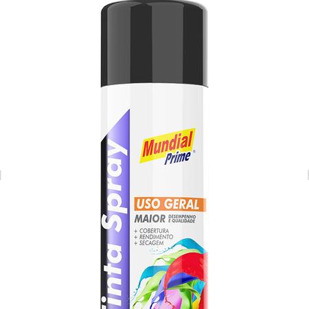 Imagem de Tinta Spray Uso Geral Preto Semi Brilho 400ml Mundial Prime