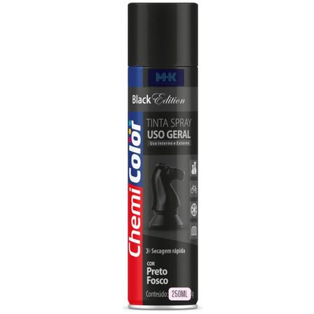Tinta spray uso geral sec rapida 250ml preto fosco - BASTON Imagem de Tinta spray uso geral sec rapida 250ml preto fosco