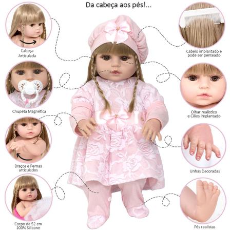 Bebe Boneca Reborn Silicone Realista Princesa Com 24 Itens - Cegonha Reborn  Dolls - Bonecas - Magazine Luiza