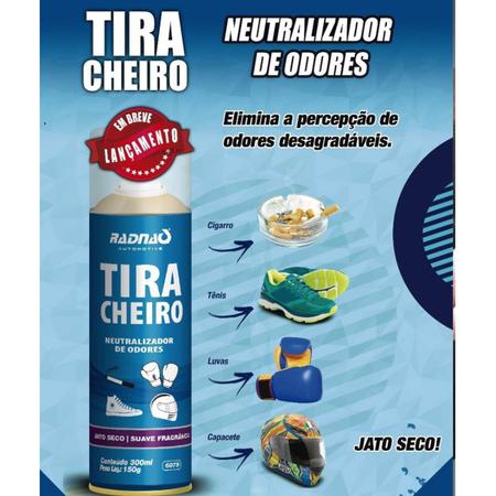 Imagem de Tira Cheiro Aerosol 300Ml Radnaq Elimina Odores Desagradáveis No Interior Carros Capacetes Tênis Luvas Kimonos