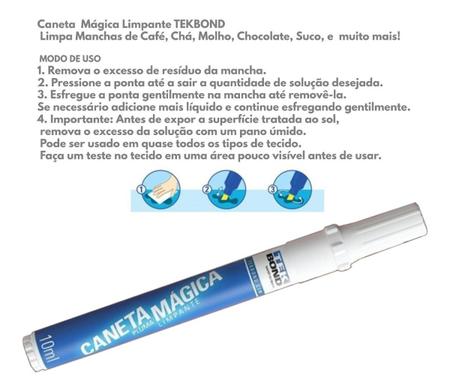 Imagem de Tira Mancha De Tecidos Tekbond Caneta Mágica 10ml Café Molho - 4pc