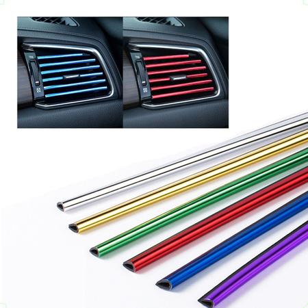 Imagem de Tiras Filete Cromado para Decoração Carro Saída Ar Condicionado Automotivo Acessórios 10pcs 20cm