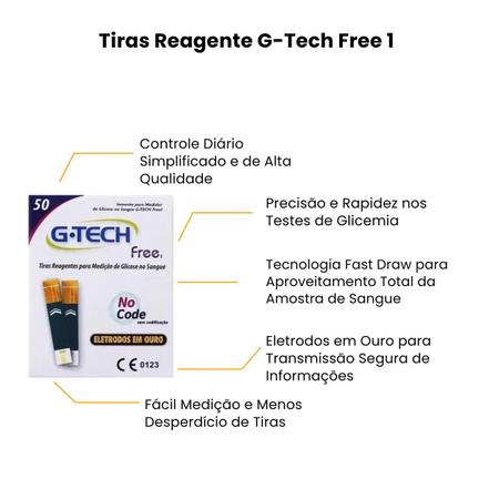 Imagem de Tiras Glicose Glicemia C/50 Unidades Gtech Free Auto Code