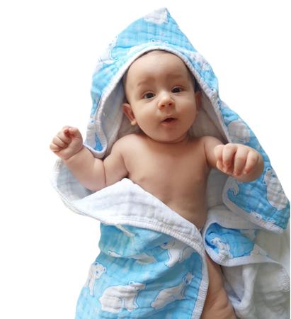 Imagem de Toalha Banho Infantil Bebê c Capuz  Forro De Fralda 3 Camada