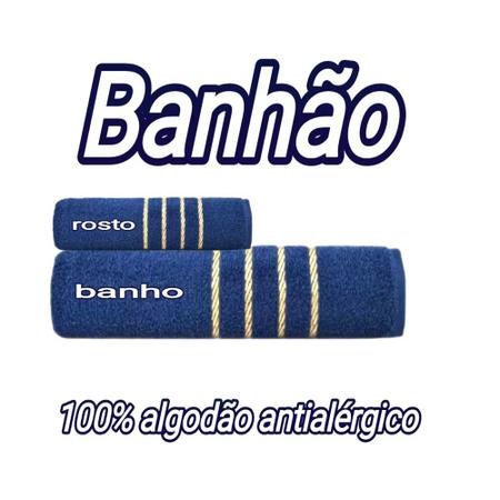 Imagem de Toalha de Banho azul 2 Peças - Casa e Conforto rosto banho grande 