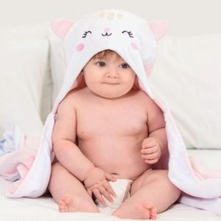 Imagem de Toalha de banho bebê atoalhada forrada c/ capuz rosa mami bichuus