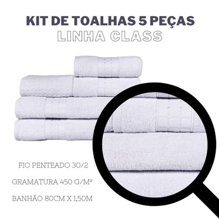 Imagem de Toalha de Banho Fio Penteado Class 5 Peças Banhao Gigante Hipoalergenica  Branco