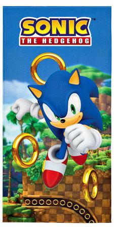 Toalha de Banho Praia Infantil Video Game Jogo Sonic Azul 3D