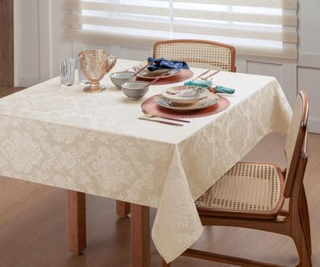 Imagem de Toalha De Mesa 6 Lugares Retangular - Tecido Jacquard Rústico Cinza