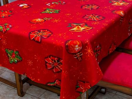 Imagem de Toalha De Mesa Decoração Natal Para Mesa 8 Lugares Estampada Natalina 1.40 m x 2,70m 100%Poliéster