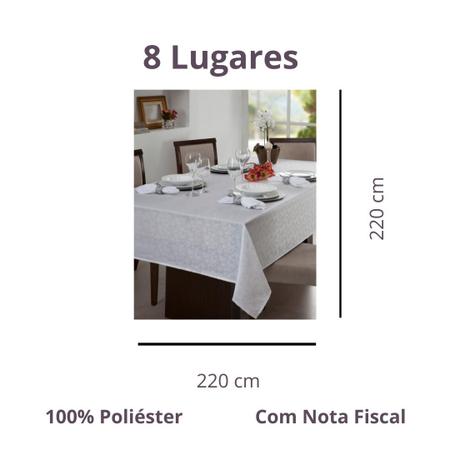 Imagem de Toalha de Mesa Jantar Quadrada 8 Lugares Impermeável 2,20 x 2,20 m