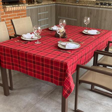 Toalha De Mesa Natal Estampada 4 Cadeiras Xadrez Vermelho