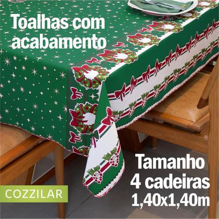 Imagem de Toalha de Mesa Natal Estampada Quadrada 4 Cadeiras