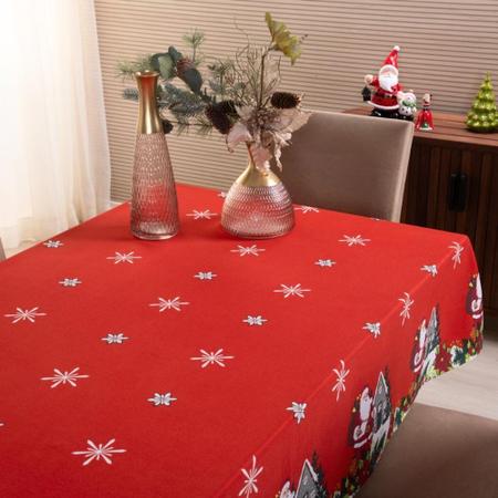 Imagem de Toalha de Mesa Natal Oxford Estampado 2,00m x 1,45m 6 Lugares - Papai Noel - Valle Enxovais